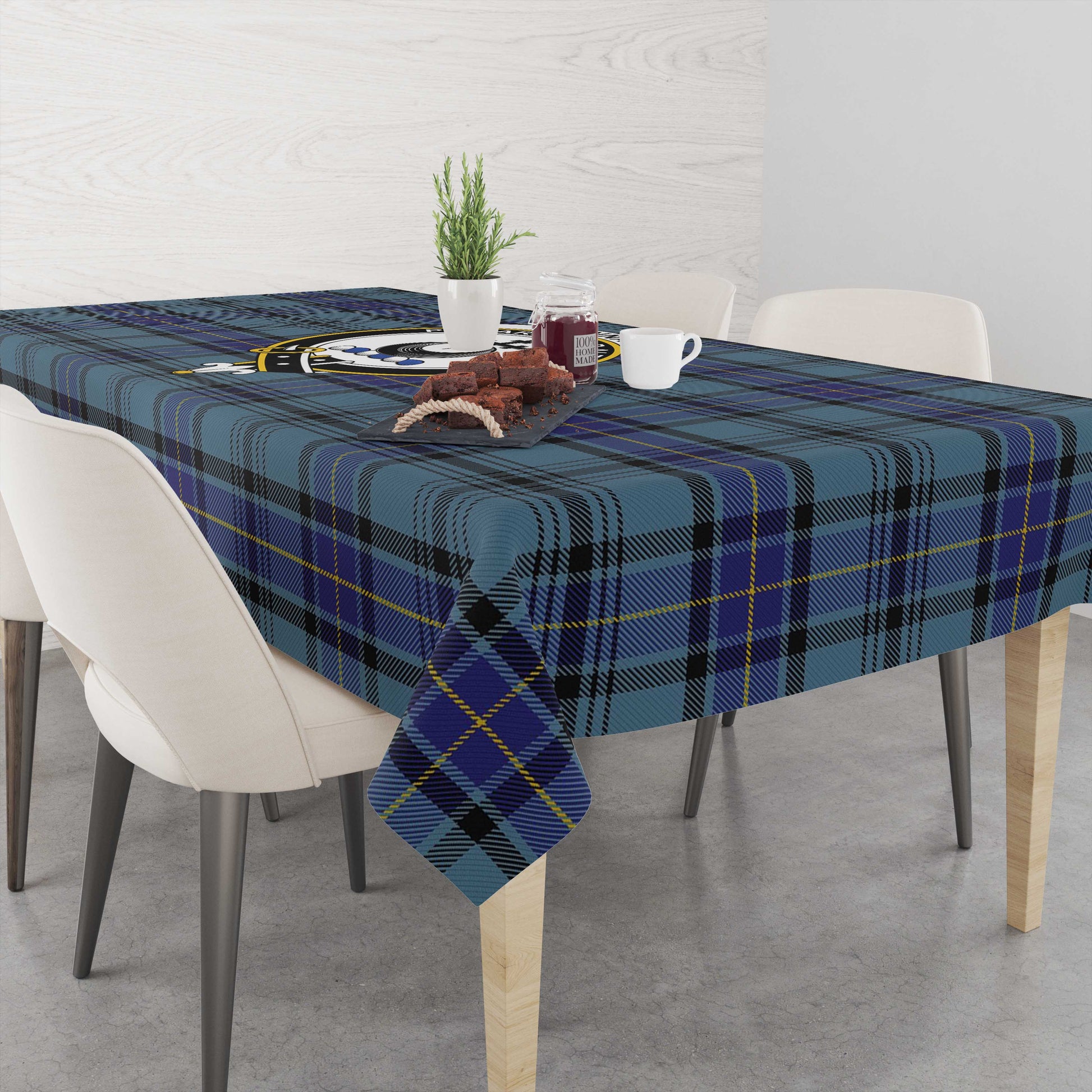 hannay-blue-tatan-tablecloth-with-family-crest