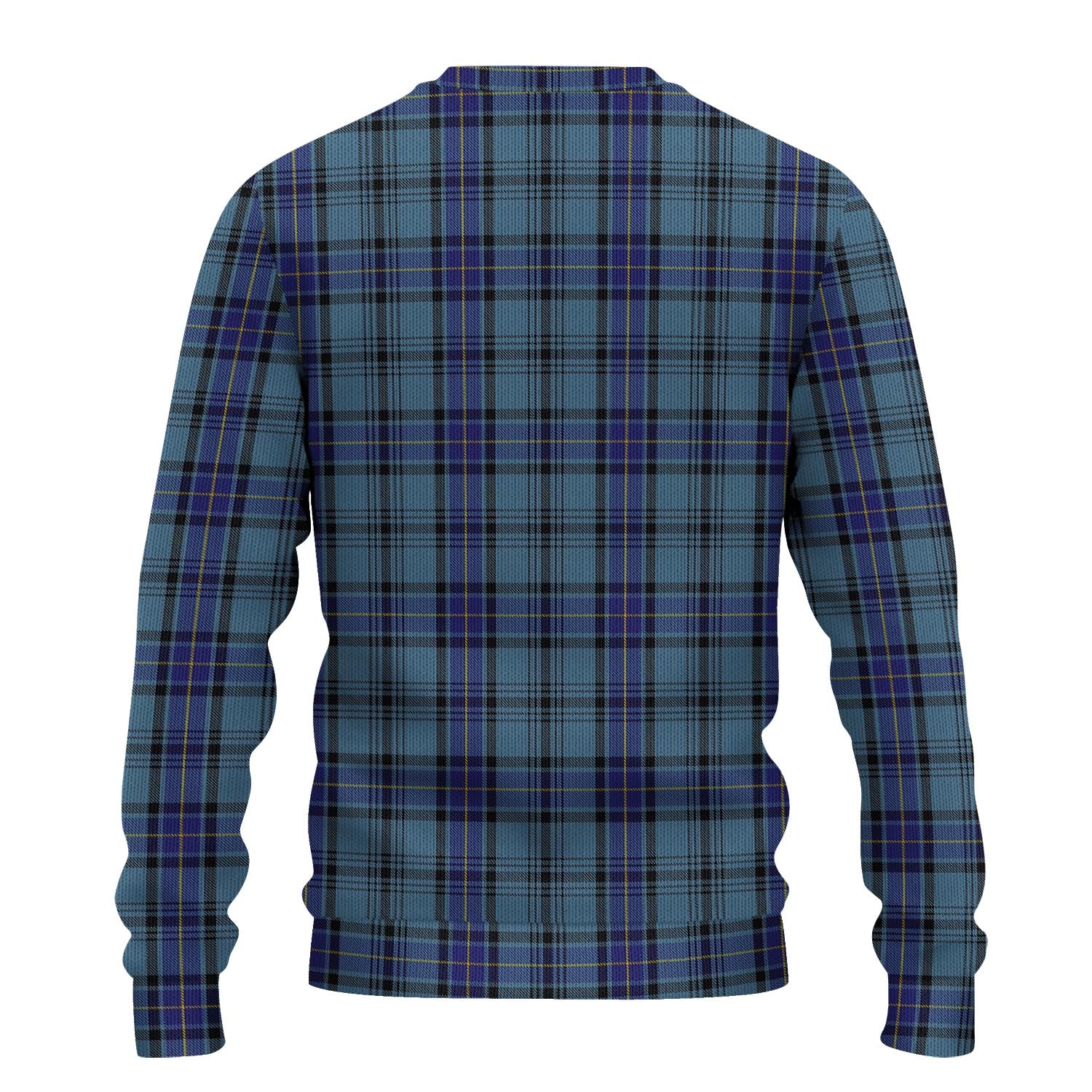 Hannay Blue Tartan Knitted Sweater with Family Crest - Tartanvibesclothing