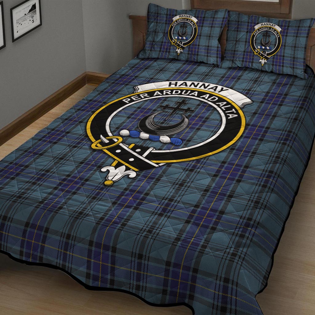 Hannay Blue Tartan Quilt Bed Set with Family Crest - Tartan Vibes Clothing