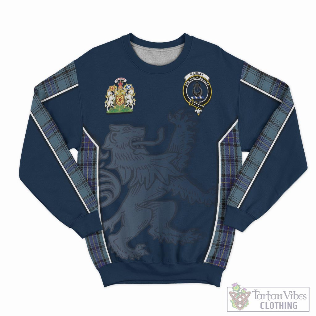 Tartan Vibes Clothing Hannay Blue Tartan Sweater with Family Crest and Lion Rampant Vibes Sport Style