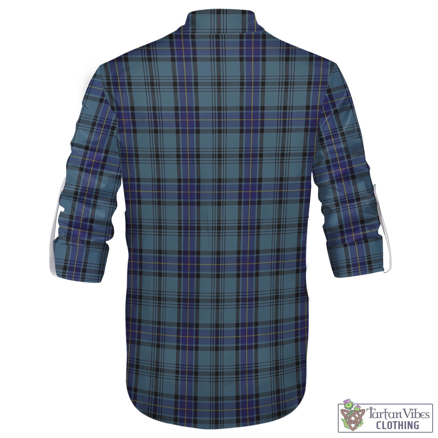 Tartan Vibes Clothing Hannay Blue Tartan Men's Scottish Traditional Jacobite Ghillie Kilt Shirt