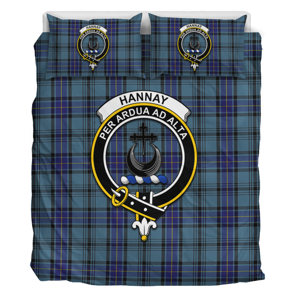 Hannay Blue Tartan Bedding Set with Family Crest - Tartan Vibes Clothing