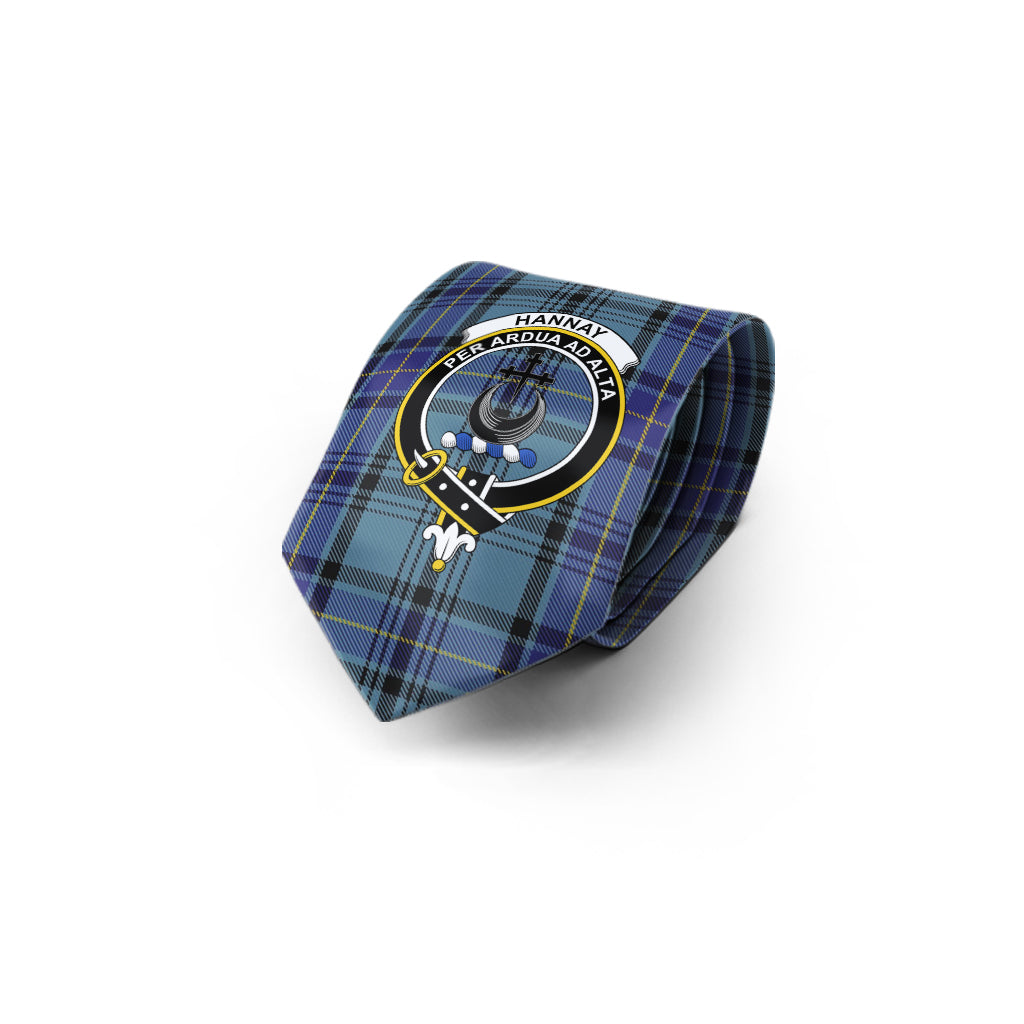 Hannay Blue Tartan Classic Necktie with Family Crest - Tartan Vibes Clothing