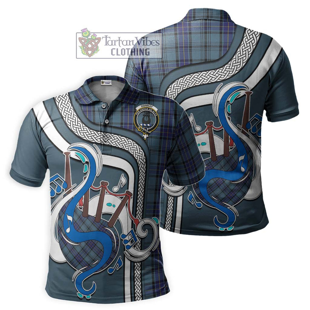 Tartan Vibes Clothing Hannay Blue Tartan Polo Shirt with Epic Bagpipe Style