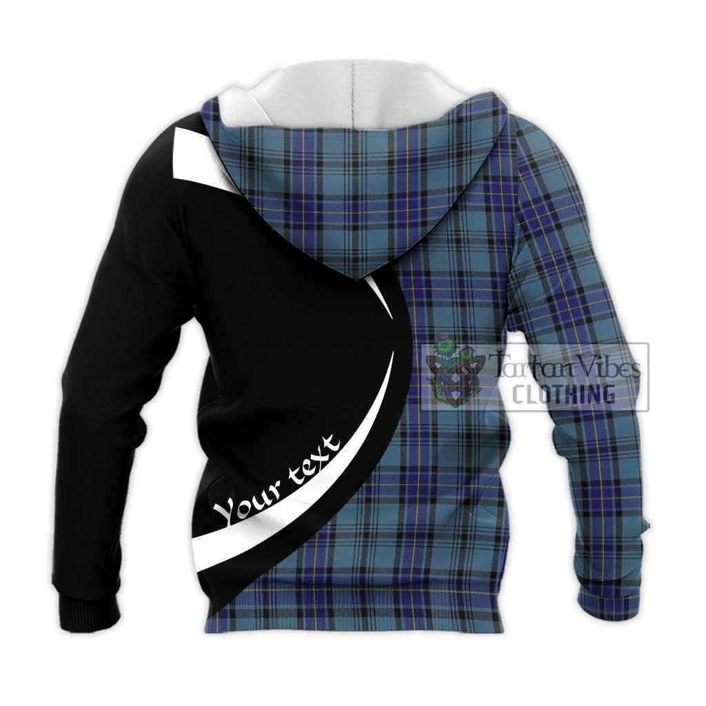 Hannay Blue Tartan Knitted Hoodie with Family Crest Circle Style - Tartan Vibes Clothing