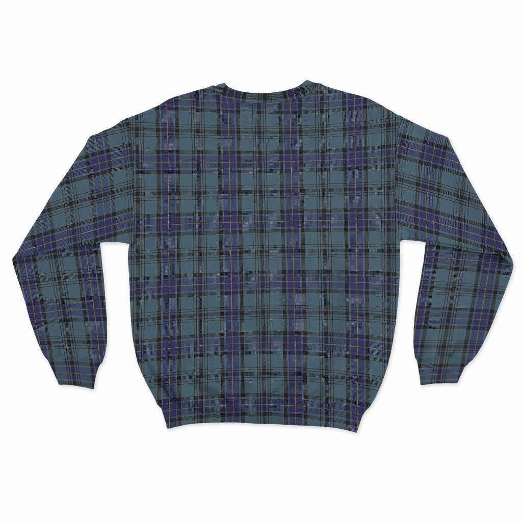 Hannay Blue Tartan Sweatshirt with Family Crest - Tartan Vibes Clothing