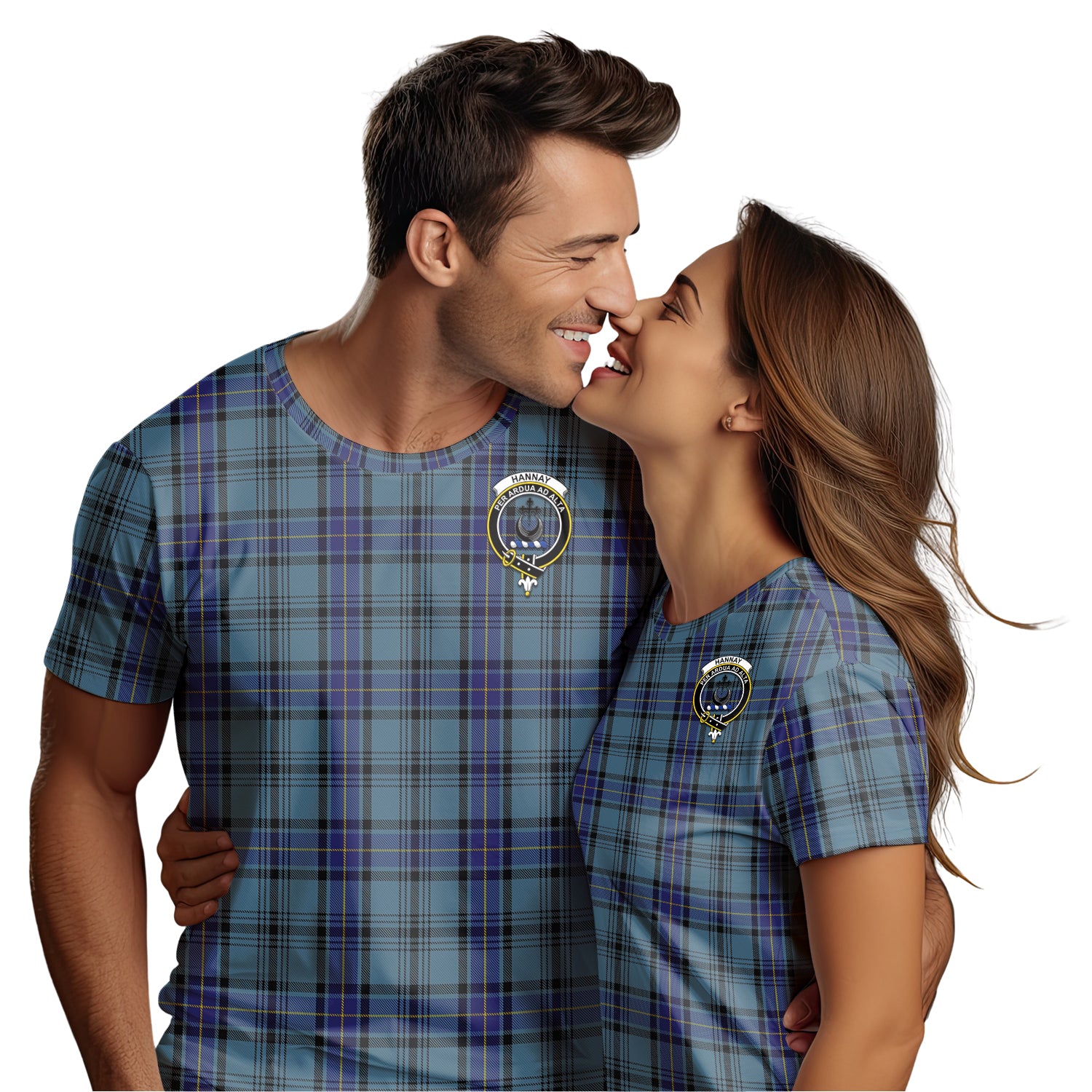 Hannay Blue Tartan T-Shirt with Family Crest - Tartan Vibes Clothing