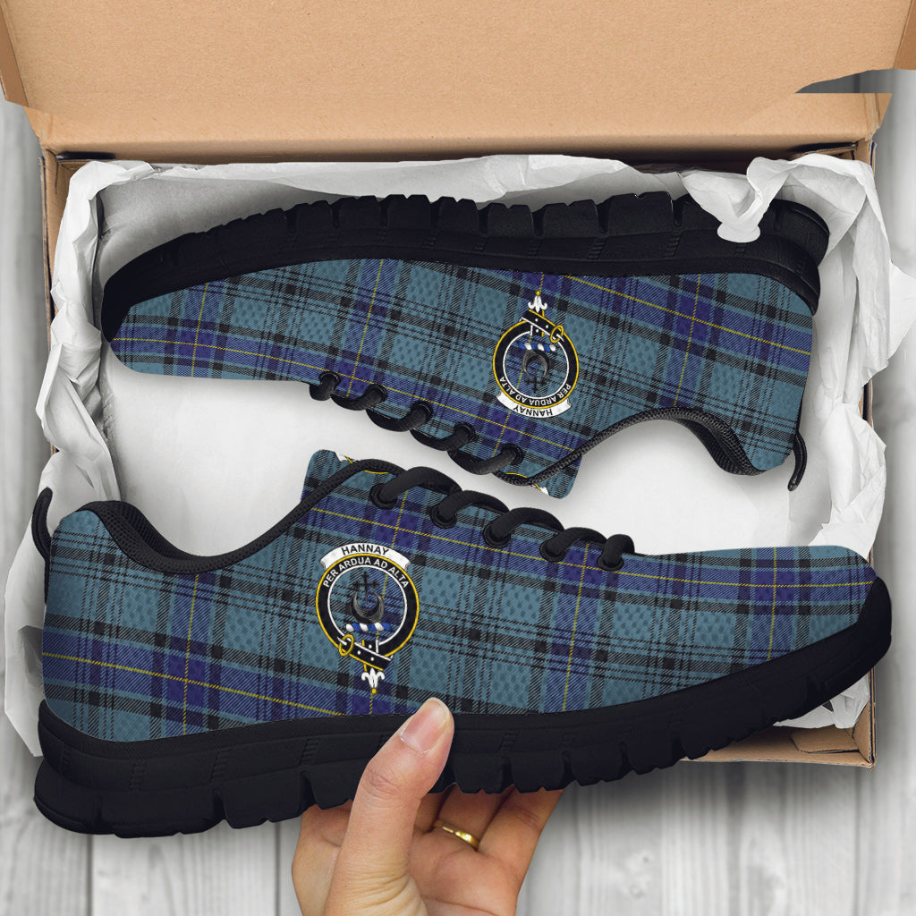 Hannay Blue Tartan Sneakers with Family Crest - Tartan Vibes Clothing