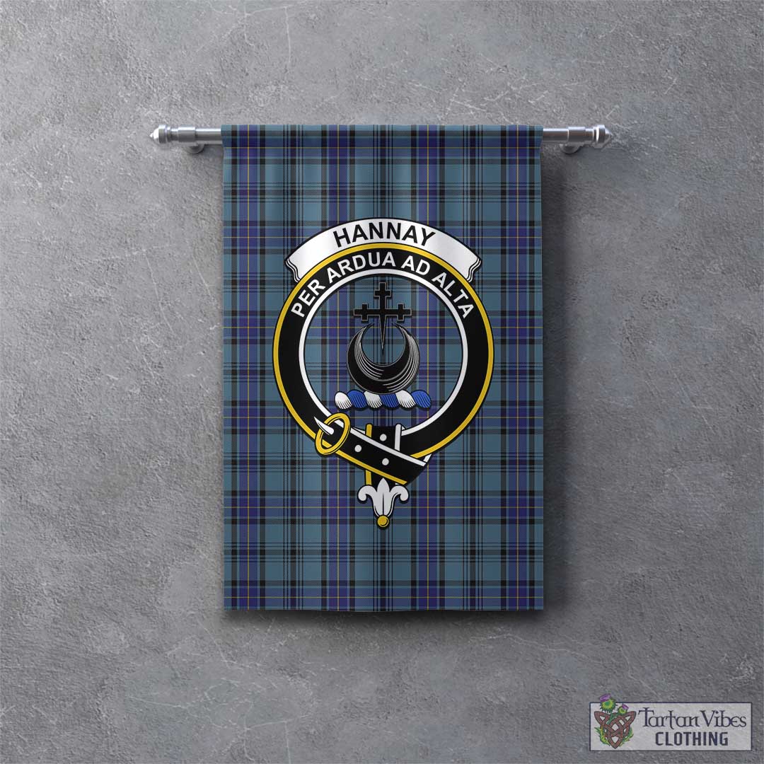 Tartan Vibes Clothing Hannay Blue Tartan Gonfalon, Tartan Banner with Family Crest