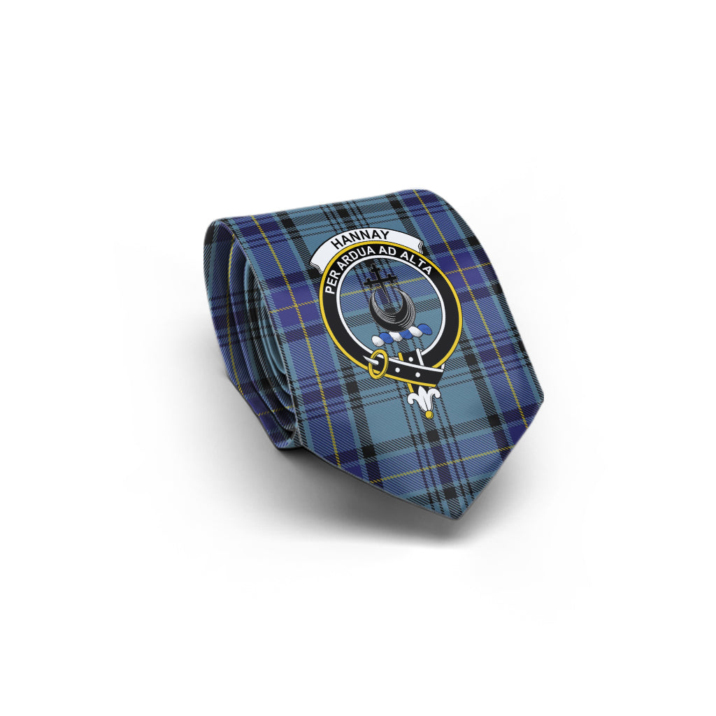 Hannay Blue Tartan Classic Necktie with Family Crest - Tartan Vibes Clothing