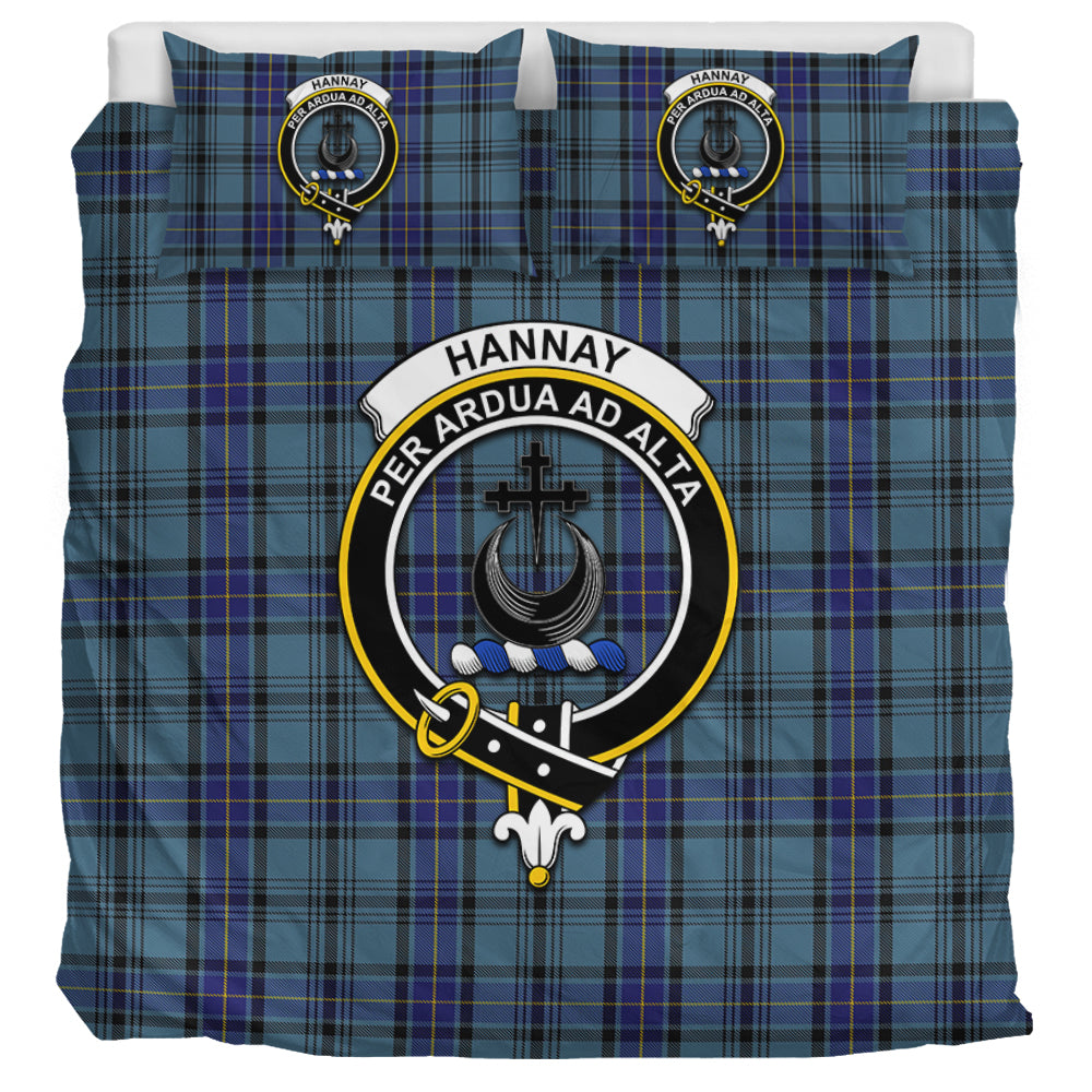 Hannay Blue Tartan Bedding Set with Family Crest UK Bedding Set UK Super King 104*94 inch - Tartan Vibes Clothing