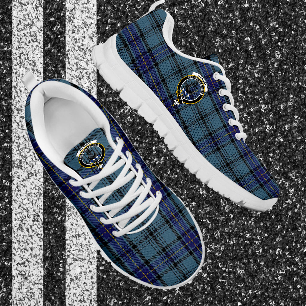 Hannay Blue Tartan Sneakers with Family Crest - Tartan Vibes Clothing