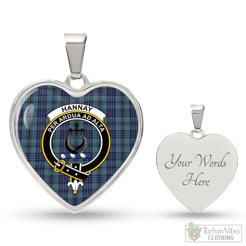 Tartan Vibes Clothing Hannay Blue Tartan Heart Necklace with Family Crest