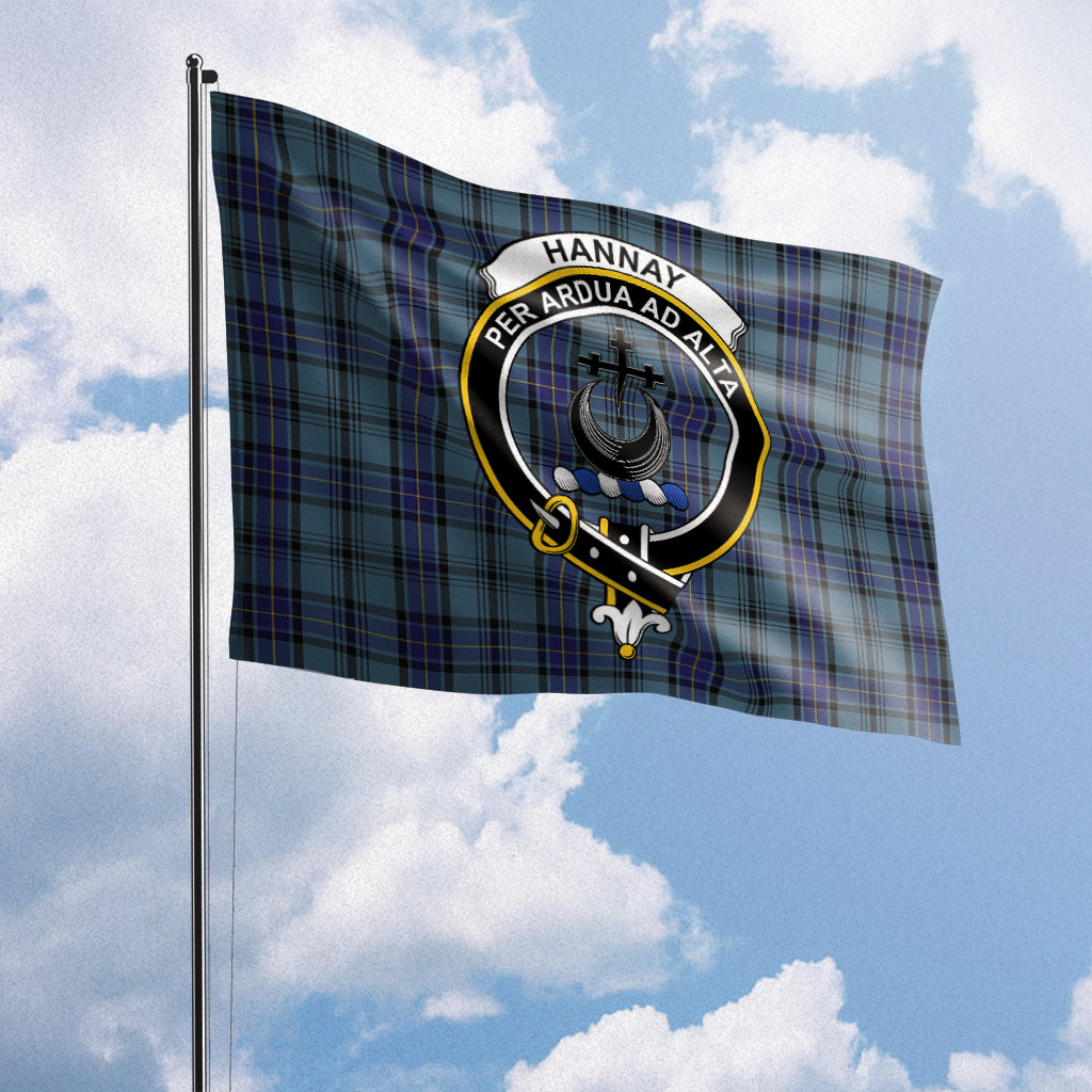 Hannay Blue Tartan Flag with Family Crest House Flag (Horizontal) - Tartan Vibes Clothing