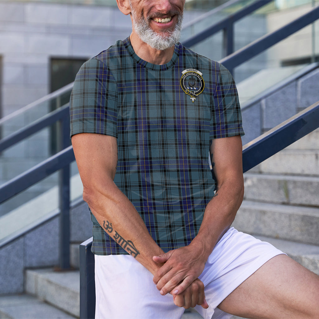 Hannay Blue Tartan T-Shirt with Family Crest - Tartan Vibes Clothing