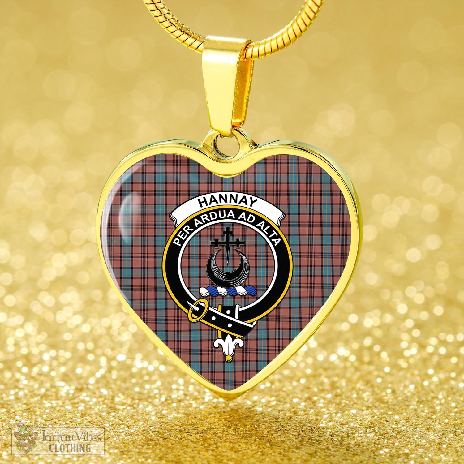 Tartan Vibes Clothing Hannay Dress Tartan Heart Necklace with Family Crest