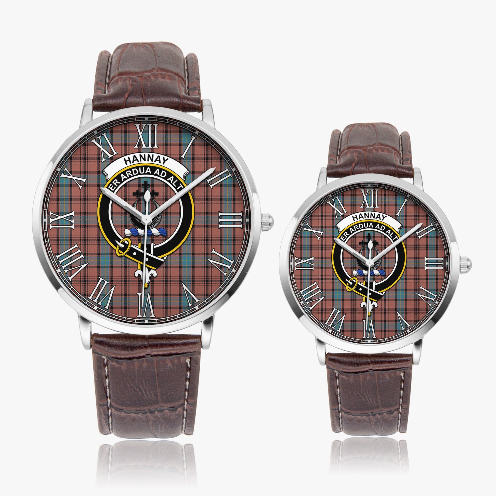 Hannay Dress Tartan Family Crest Leather Strap Quartz Watch - Tartanvibesclothing