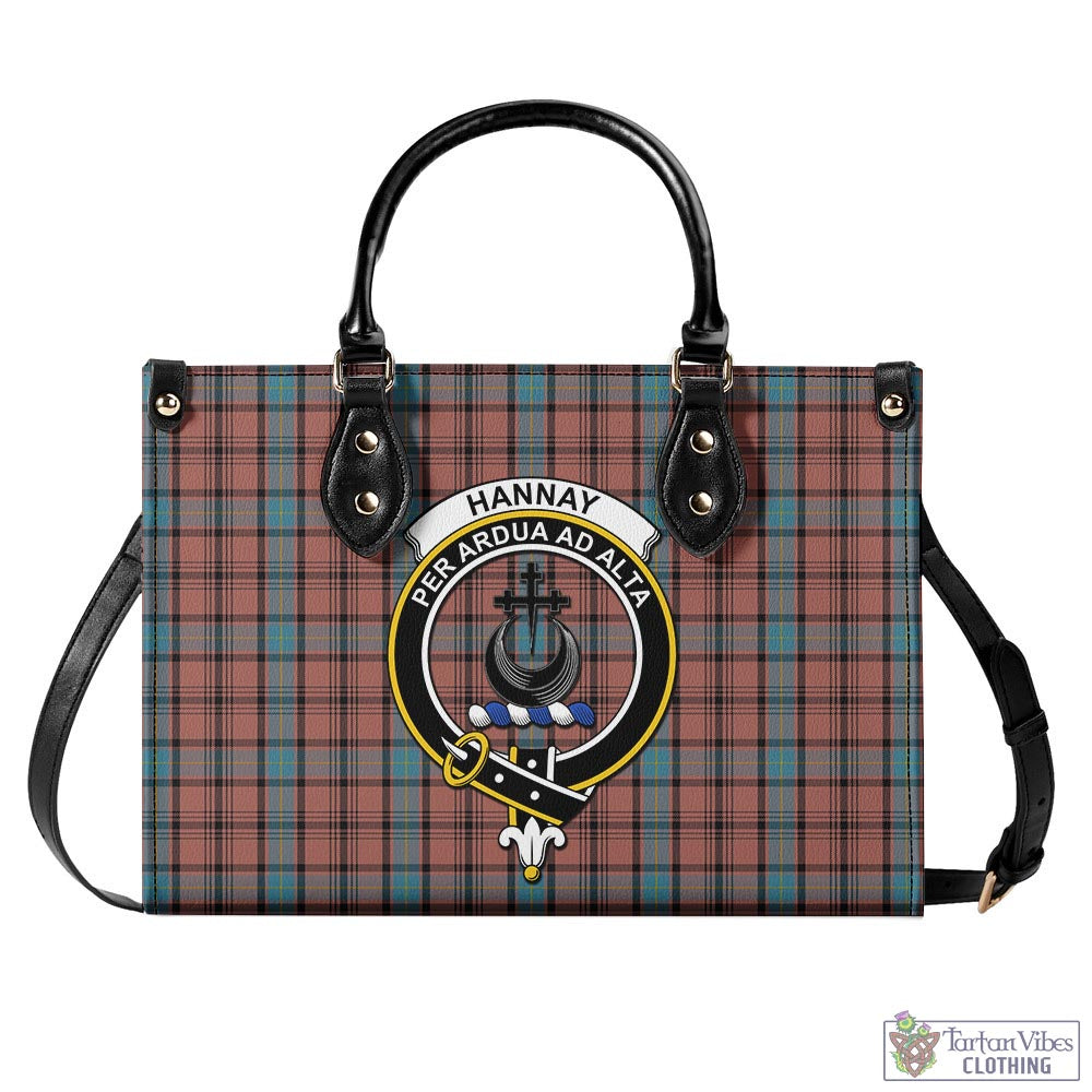 Tartan Vibes Clothing Hannay Dress Tartan Luxury Leather Handbags with Family Crest