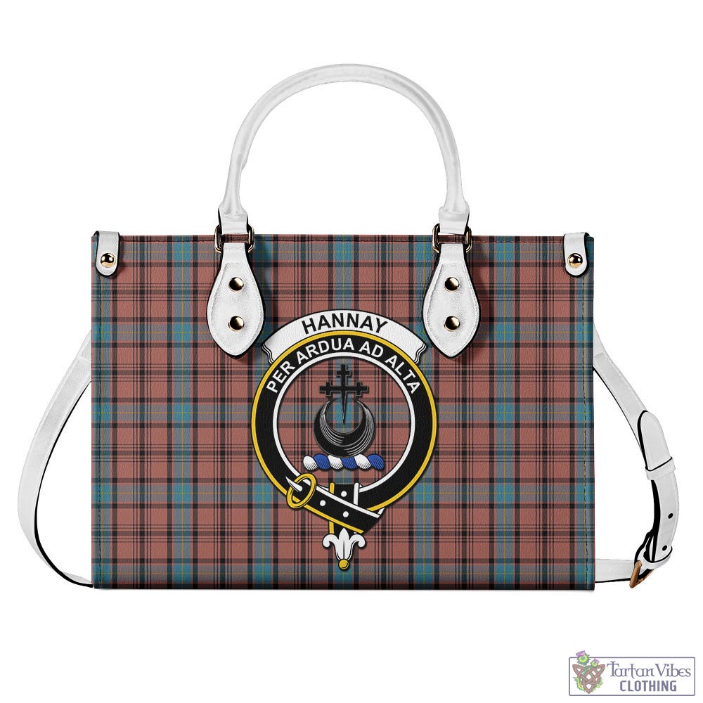 Tartan Vibes Clothing Hannay Dress Tartan Luxury Leather Handbags with Family Crest