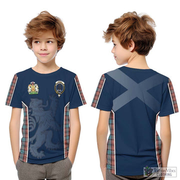 Hannay Dress Tartan Kid T-Shirt with Family Crest and Lion Rampant Vibes Sport Style