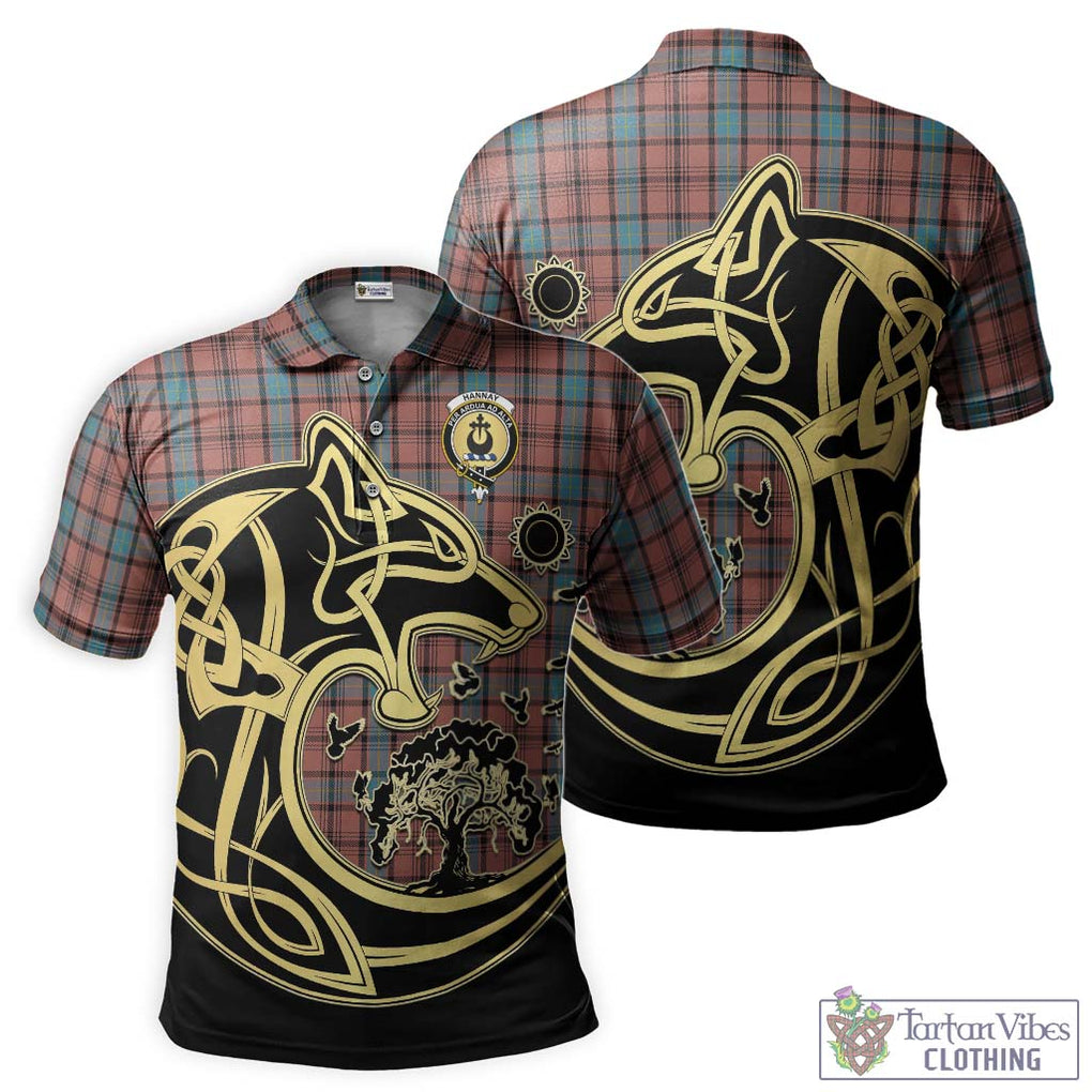 Hannay Dress Tartan Polo Shirt with Family Crest Celtic Wolf Style Kid - Tartanvibesclothing Shop