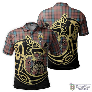 Hannay Dress Tartan Polo Shirt with Family Crest Celtic Wolf Style