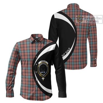 Hannay Dress Tartan Long Sleeve Button Up with Family Crest Circle Style