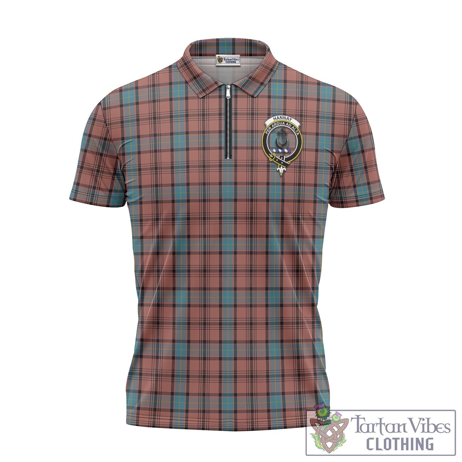 Tartan Vibes Clothing Hannay Dress Tartan Zipper Polo Shirt with Family Crest