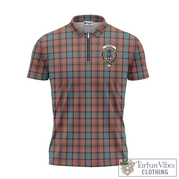 Hannay Dress Tartan Zipper Polo Shirt with Family Crest