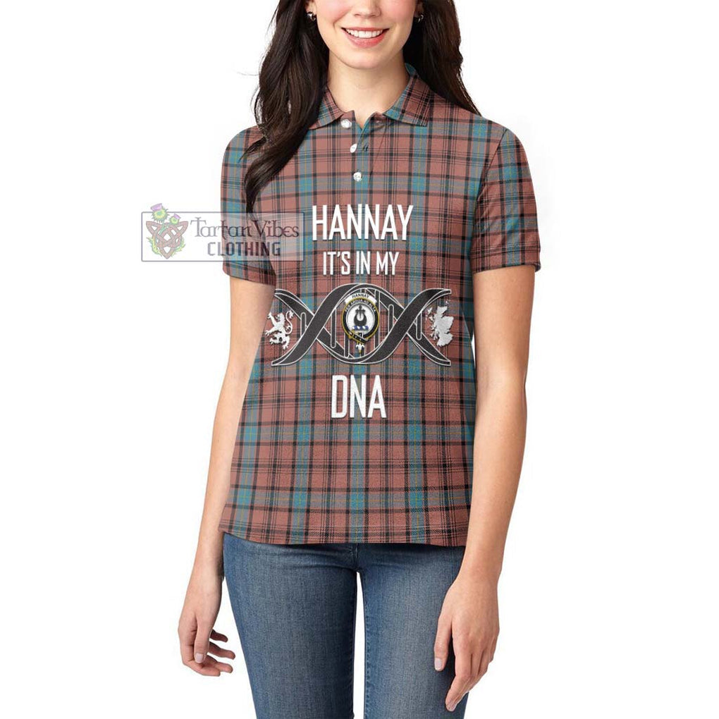 Hannay Dress Tartan Women's Polo Shirt with Family Crest DNA In Me Style Women - Tartanvibesclothing Shop