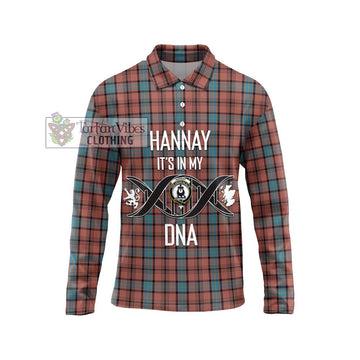 Hannay Dress Tartan Long Sleeve Polo Shirt with Family Crest DNA In Me Style