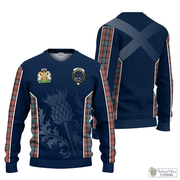 Hannay Dress Tartan Knitted Sweatshirt with Family Crest and Scottish Thistle Vibes Sport Style