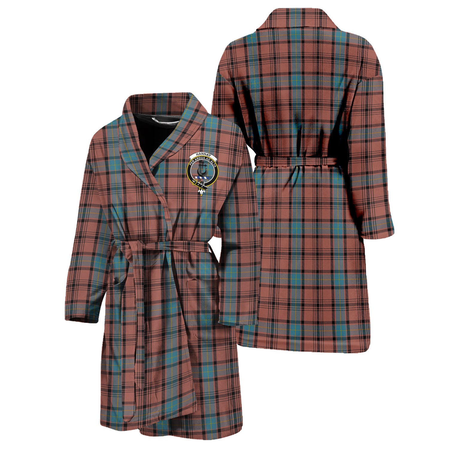 Hannay Dress Tartan Bathrobe with Family Crest Unisex S - Tartan Vibes Clothing