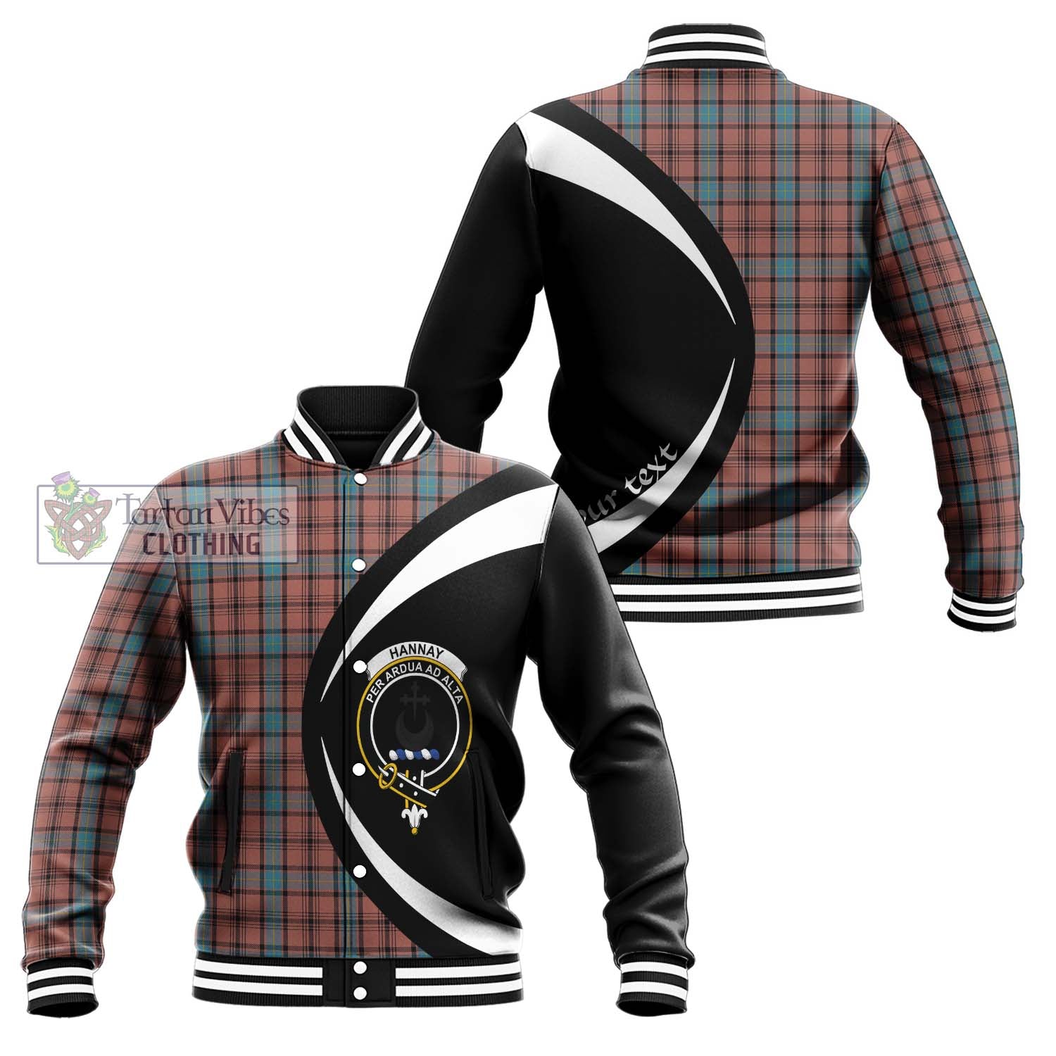 Hannay Dress Tartan Baseball Jacket with Family Crest Circle Style Unisex - Tartan Vibes Clothing