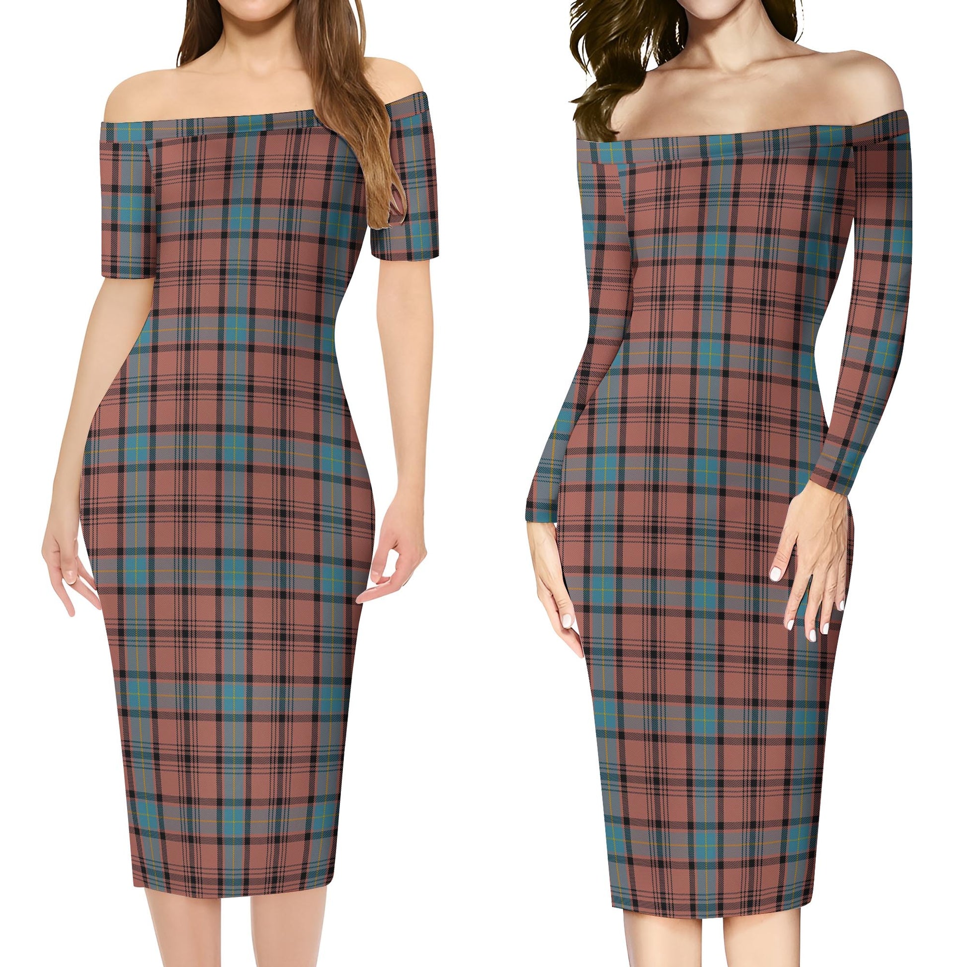 Hannay Dress Tartan Off Shoulder Lady Dress Women's Dress - Tartanvibesclothing