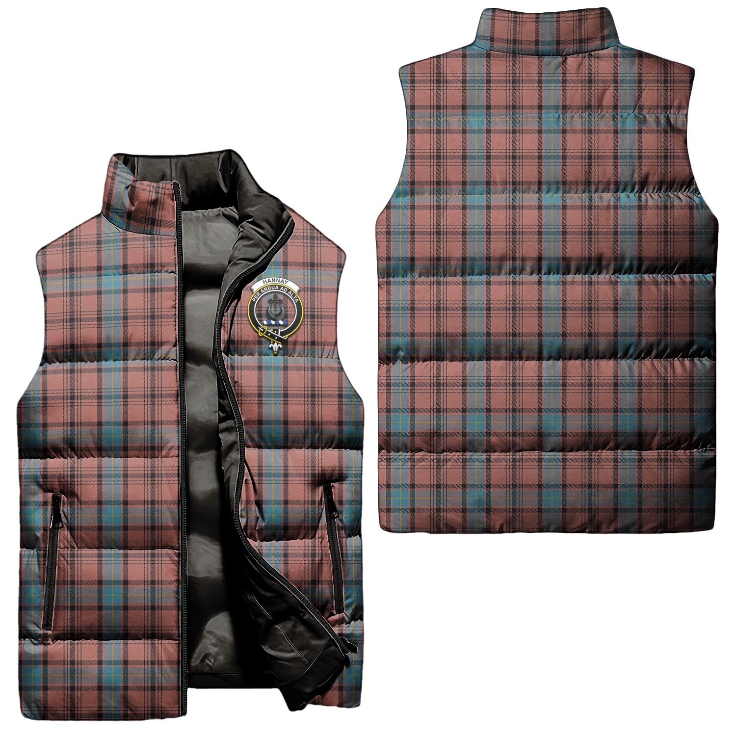 Hannay Dress Tartan Sleeveless Puffer Jacket with Family Crest Unisex - Tartanvibesclothing