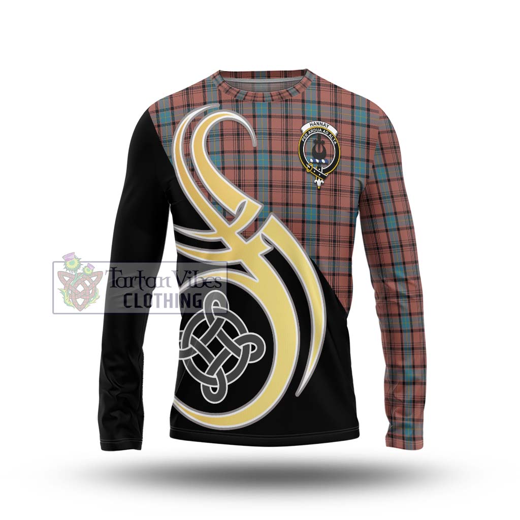 Hannay Dress Tartan Long Sleeve T-Shirt with Family Crest and Celtic Symbol Style Unisex - Tartan Vibes Clothing