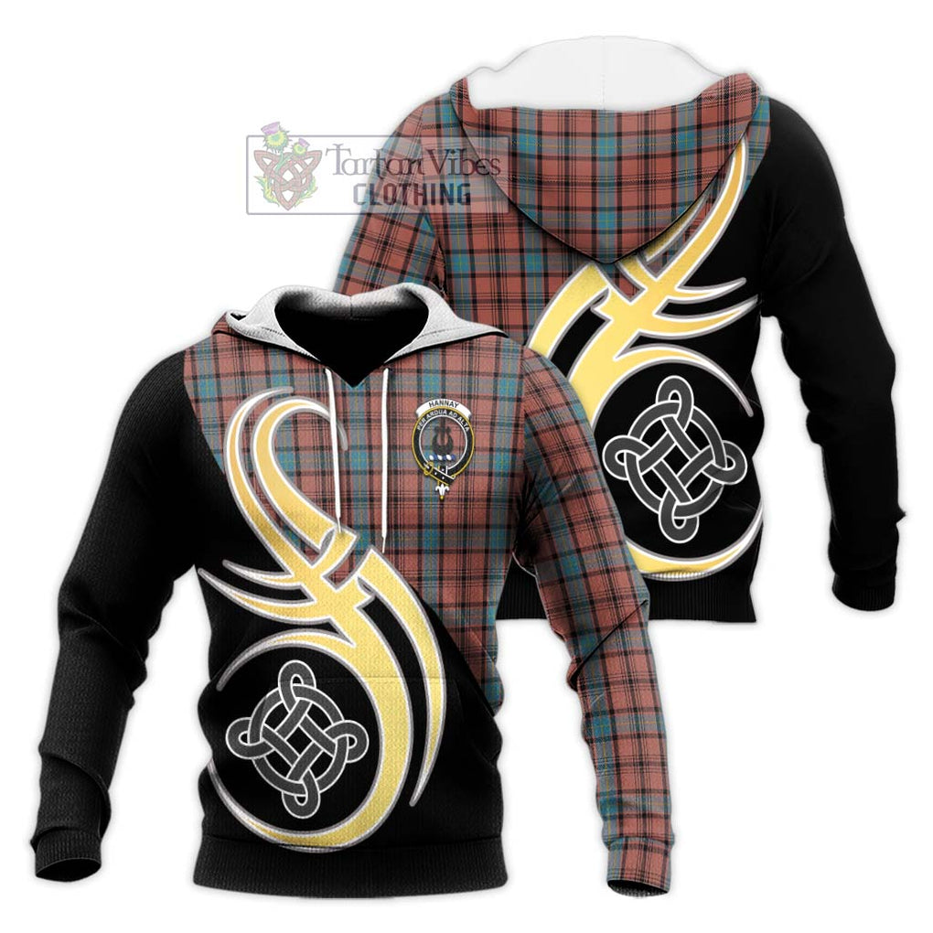 Hannay Dress Tartan Knitted Hoodie with Family Crest and Celtic Symbol Style Unisex Knitted Pullover Hoodie - Tartan Vibes Clothing