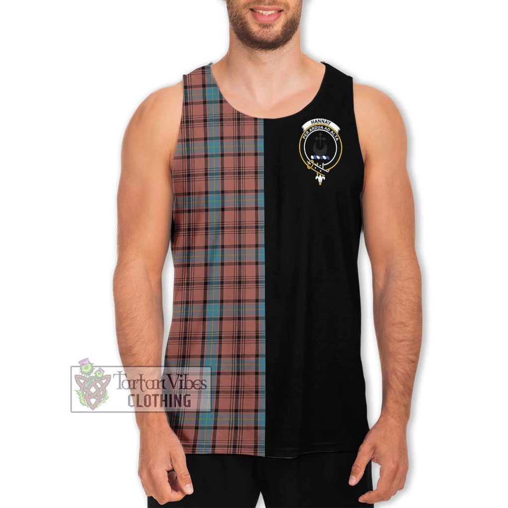 Hannay Dress Tartan Men's Tank Top with Family Crest and Half Of Me Style Men - Tartanvibesclothing Shop