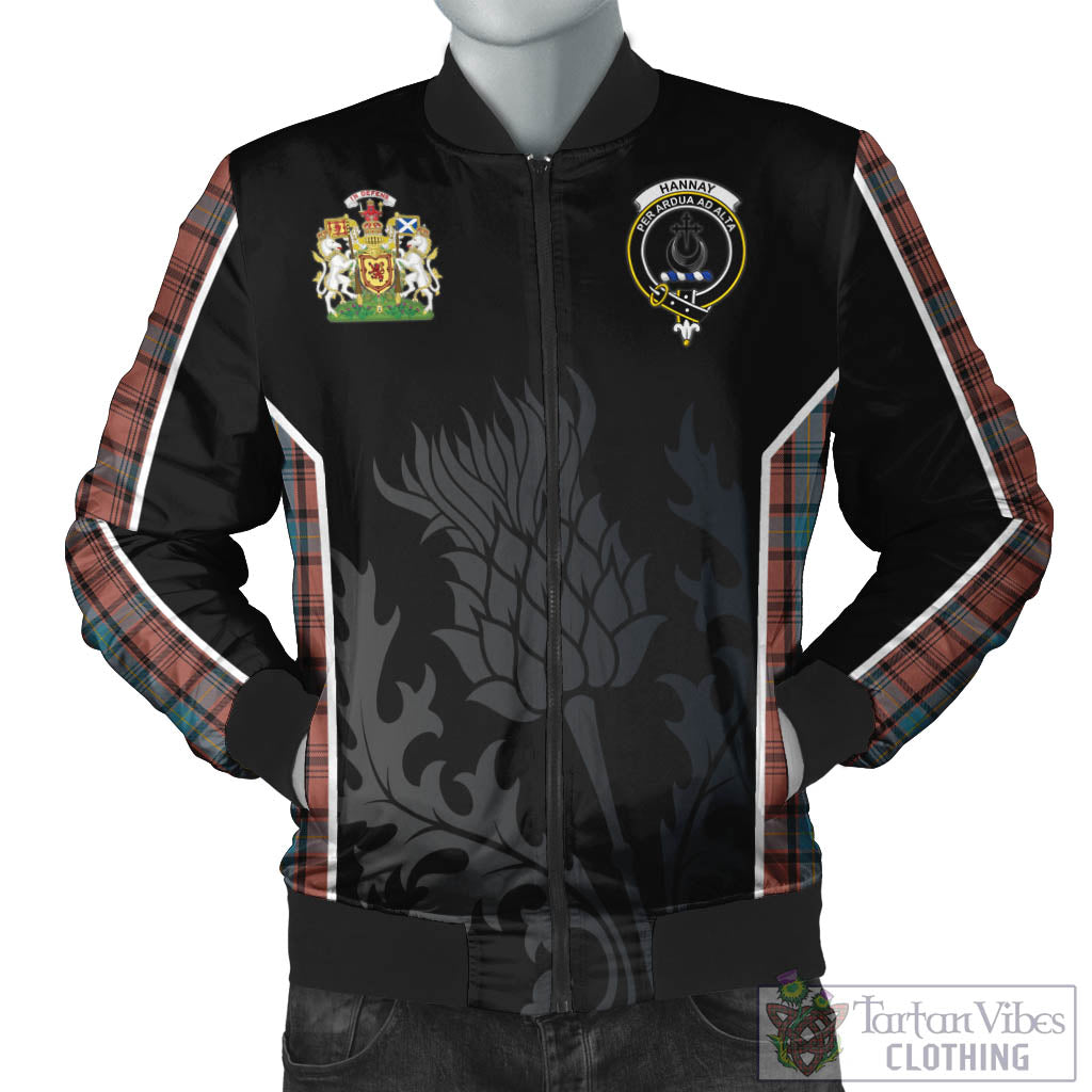 Tartan Vibes Clothing Hannay Dress Tartan Bomber Jacket with Family Crest and Scottish Thistle Vibes Sport Style