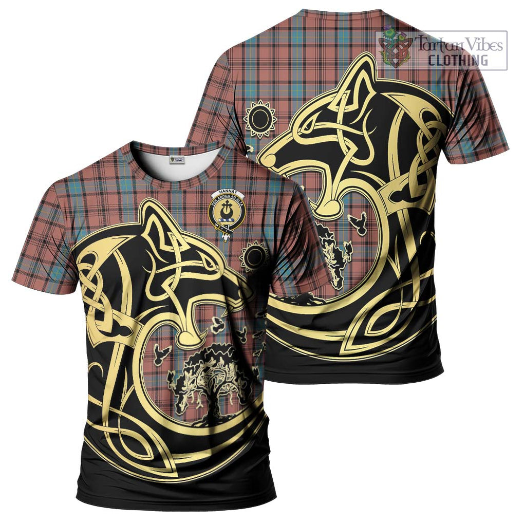 Hannay Dress Tartan T-Shirt with Family Crest Celtic Wolf Style Kid's Shirt - Tartan Vibes Clothing