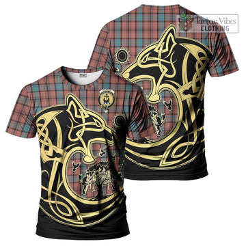 Hannay Dress Tartan T-Shirt with Family Crest Celtic Wolf Style