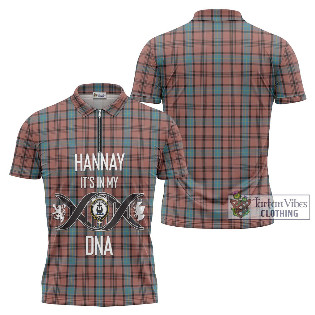 Hannay Dress Tartan Zipper Polo Shirt with Family Crest DNA In Me Style Unisex - Tartanvibesclothing Shop