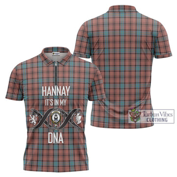 Hannay Dress Tartan Zipper Polo Shirt with Family Crest DNA In Me Style