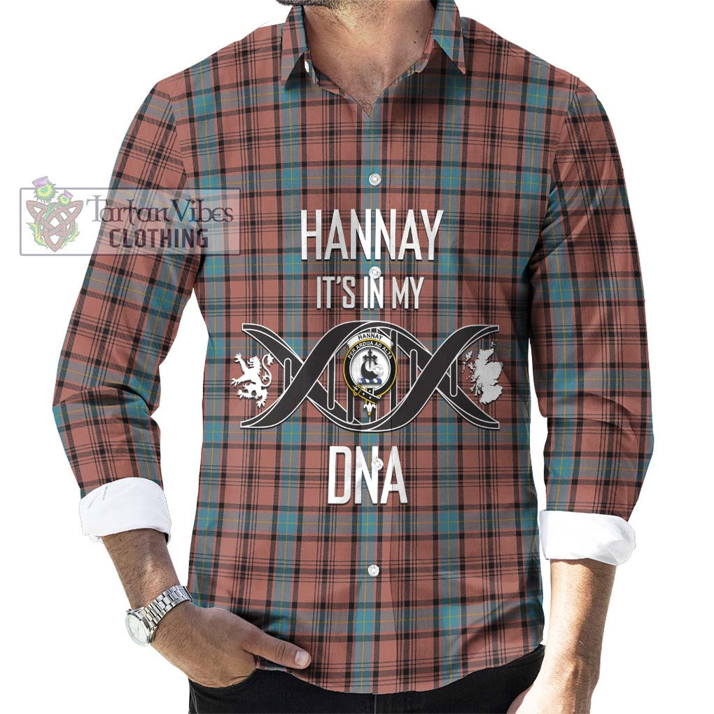 Hannay Dress Tartan Long Sleeve Button Shirt with Family Crest DNA In Me Style Men's Shirt S - Tartanvibesclothing Shop