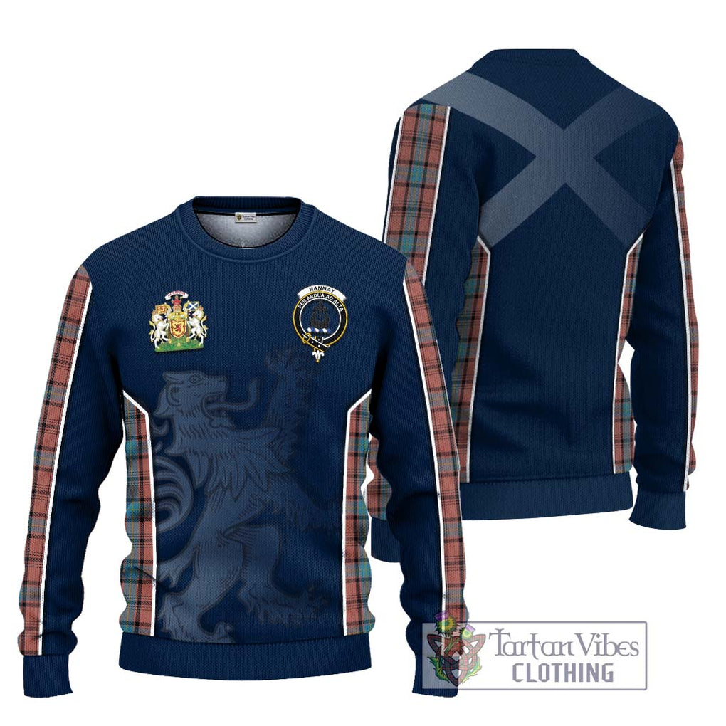 Hannay Dress Tartan Knitted Sweater with Family Crest and Lion Rampant Vibes Sport Style Unisex - Tartan Vibes Clothing