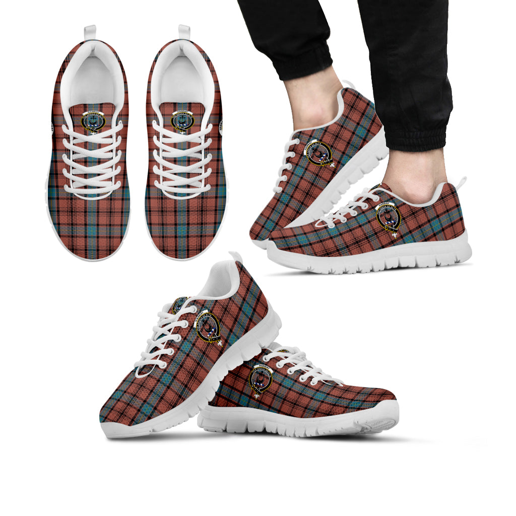 Hannay Dress Tartan Sneakers with Family Crest Kid's Sneakers - Tartan Vibes Clothing