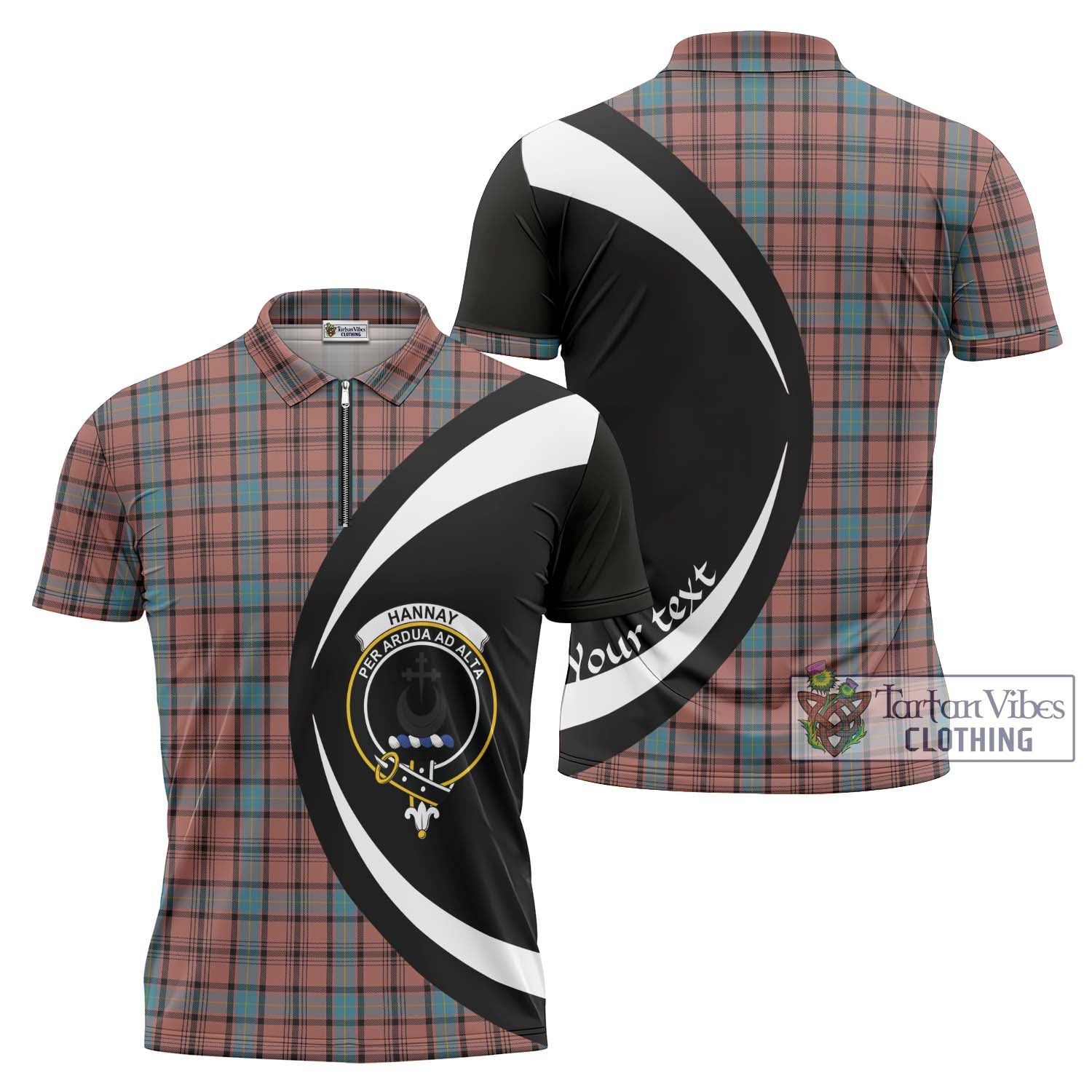 Tartan Vibes Clothing Hannay Dress Tartan Zipper Polo Shirt with Family Crest Circle Style