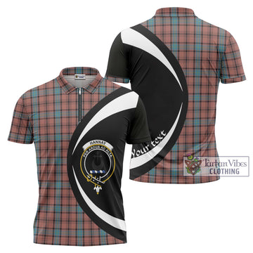 Hannay Dress Tartan Zipper Polo Shirt with Family Crest Circle Style