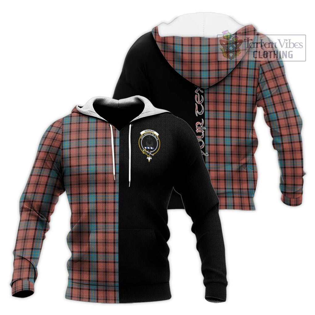 Hannay Dress Tartan Knitted Hoodie with Family Crest and Half Of Me Style Unisex Knitted Pullover Hoodie - Tartanvibesclothing Shop